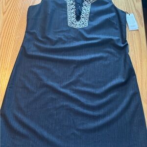 Ivanka Trump Sleeveless Embroidered Dress Dark Denim color 14 Casual Resort Wear